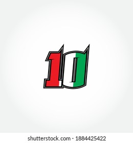 Simple Racing Start Number 10 Vector Template