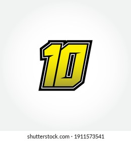 Simple Racing Start Number 10 Vector Template