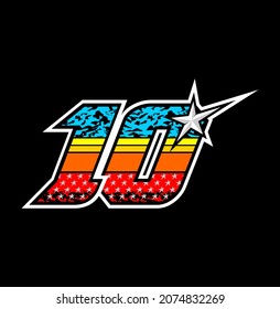 Simple racing start number 10 vector, easy to editable
