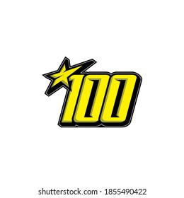 Simple Racing Start Number 100 Vector Template