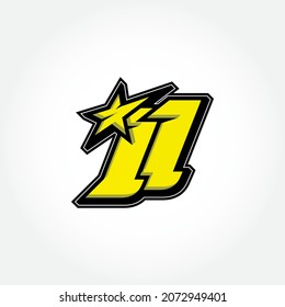 Simple Racing Start Number 11 Vector Template