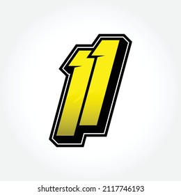 Simple Racing Start Number 11 Vector Template
