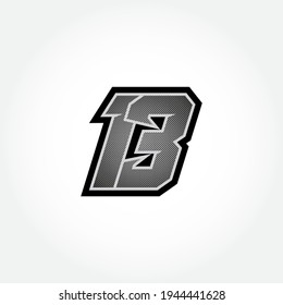 Simple Racing Start Number 13 Vector Template