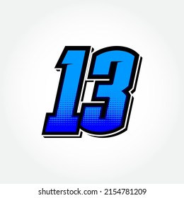 Simple Racing Start Number 13 Vector Template