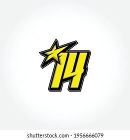 Simple Racing Start Number 14 Vector Template