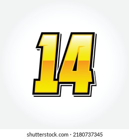 Simple Racing Start Number 14 Vector Template