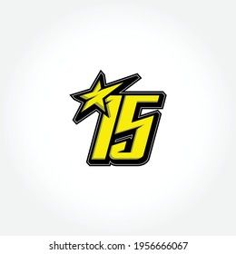 Simple Racing Start Number 15 Vector Template
