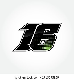 Simple Racing Start Number 16 Vector Template