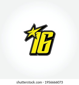 Simple Racing Start Number 16 Vector Template