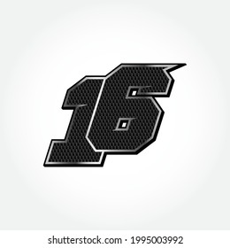 Simple Racing Start Number 16 Vector Template