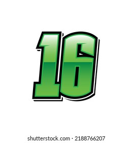 Simple Racing Start Number 16 Vector Template