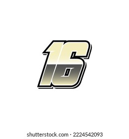 Simple Racing Start Number 16 Vector Template