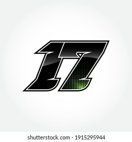 Simple Racing Start Number 17 Vector Template