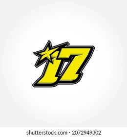 Simple Racing Start Number 17 Vector Template