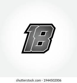 Simple Racing Start Number 18 Vector Template