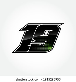 Simple Racing Start Number 19 Vector Template