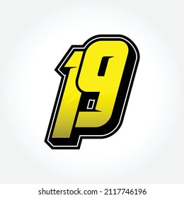 Simple Racing Start Number 19 Vector Template