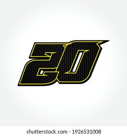 Simple Racing Start Number 20 Vector Template