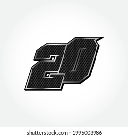 Simple Racing Start Number 20 Vector Template