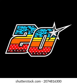Simple racing start number 20 vector, easy to editable