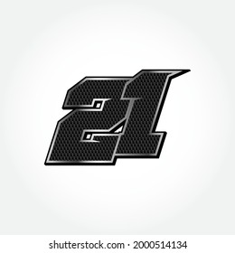 Simple Racing Start Number 21 Vector Template