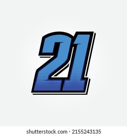 Simple Racing Start Number 21 Vector Template