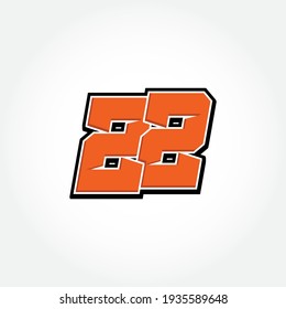 Simple Racing Start Number 22 Vector Template
