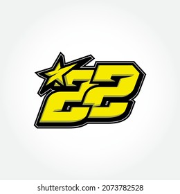 Simple Racing Start Number 22 Vector Template