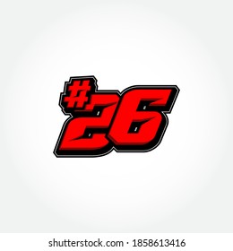 Simple Racing Start Number 26 Vector Template