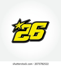 Simple Racing Start Number 26 Vector Template