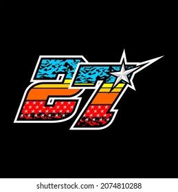 Simple racing start number 27 vector, easy to editable
