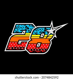 Simple racing start number 28 vector, easy to editable
