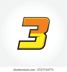 Simple Racing Start Number 3 Vector Template