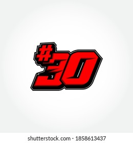 Simple Racing Start Number 30 Vector Template