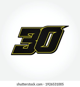 Simple Racing Start Number 30 Vector Template
