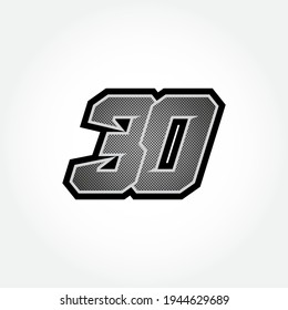 Simple Racing Start Number 30 Vector Template