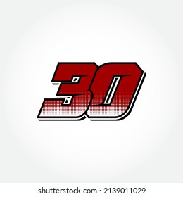 Simple Racing Start Number 30 Vector Template