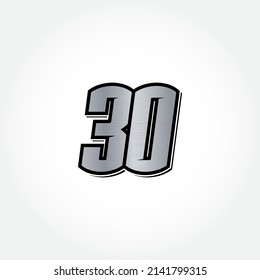 
Simple Racing Start Number 30 Vector Template