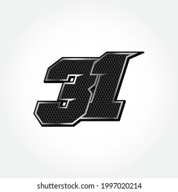 Simple Racing Start Number 31 Vector Template