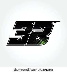 Simple Racing Start Number 32 Vector Template