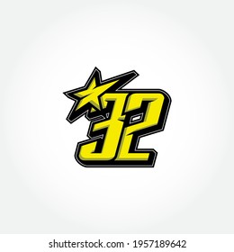 Simple Racing Start Number 32 Vector Template