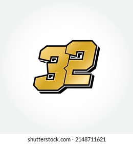 Simple Racing Start Number 32 Vector Template