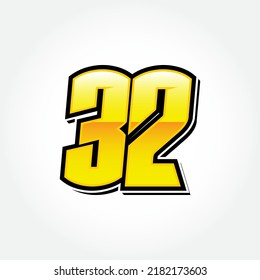 Simple Racing Start Number 32 Vector Template