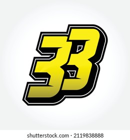 Simple Racing Start Number 33 Vector Template