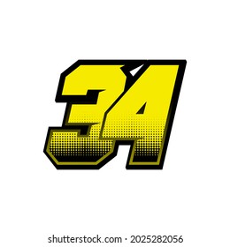 Einfache Racing-Startnummer 34-Vektorvorlage