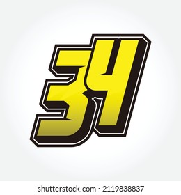 Plantilla de inicio de carreras simple número 34 vectores