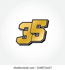 Simple Racing Start Number 35 Vector Template