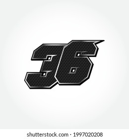 Simple Racing Start Number 36 Vector Template