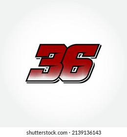 Simple Racing Start Number 36 Vector Template