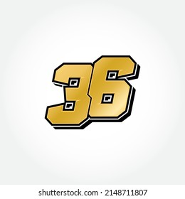 Simple Racing Start Number 36 Vector Template